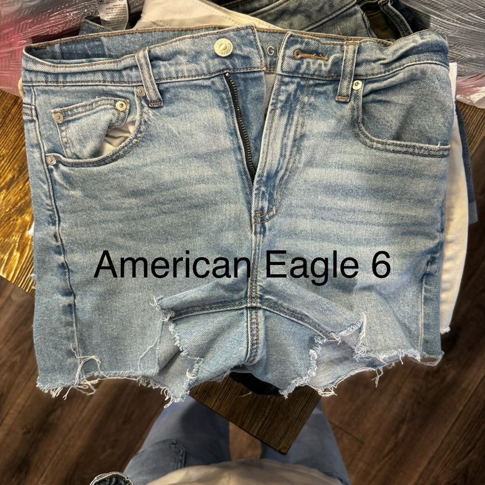 American Eagle Outfitters Light Blue Distressed Denim Shorts